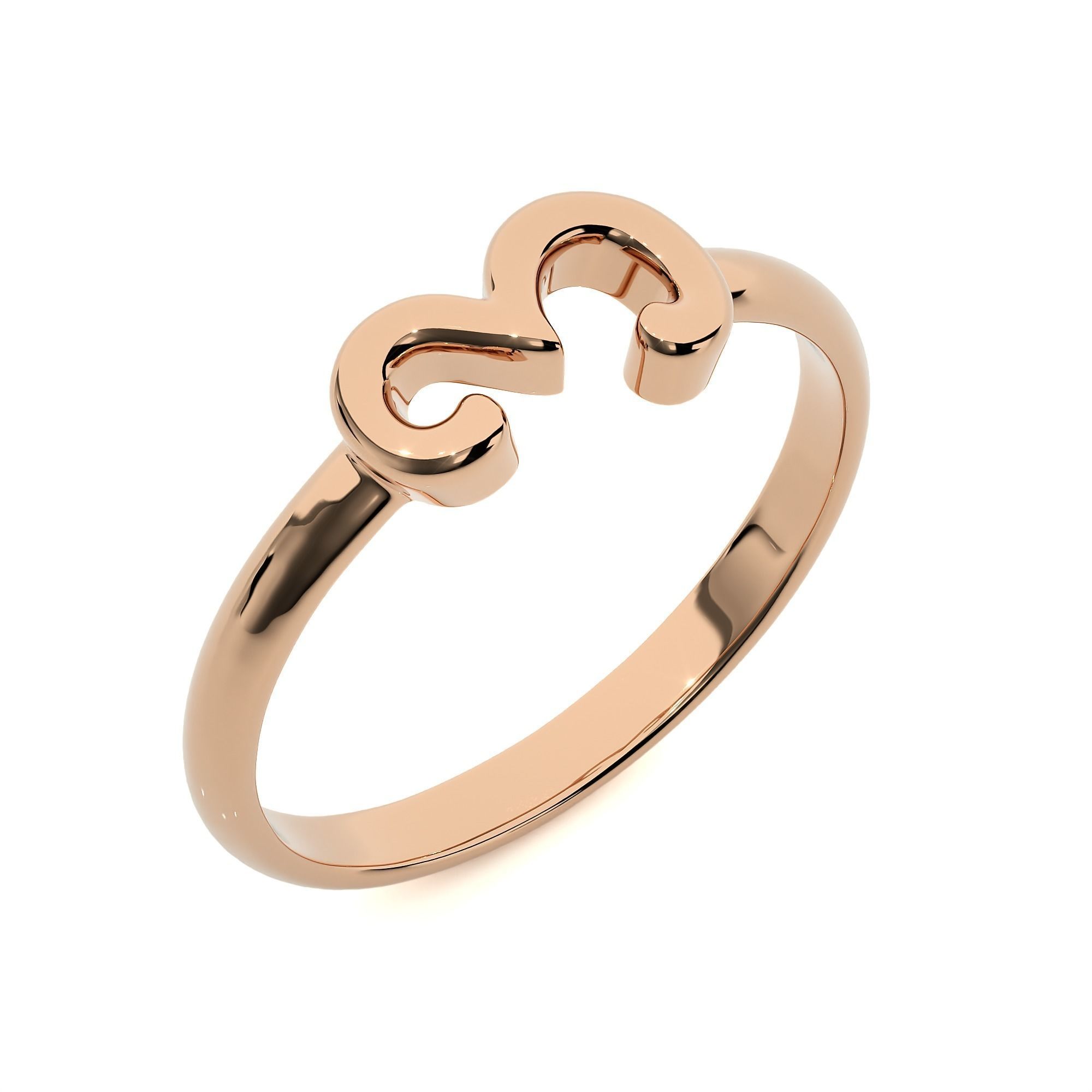Plain Gold Number Three 3 Ring 3dm stl renders details 3D print model_4