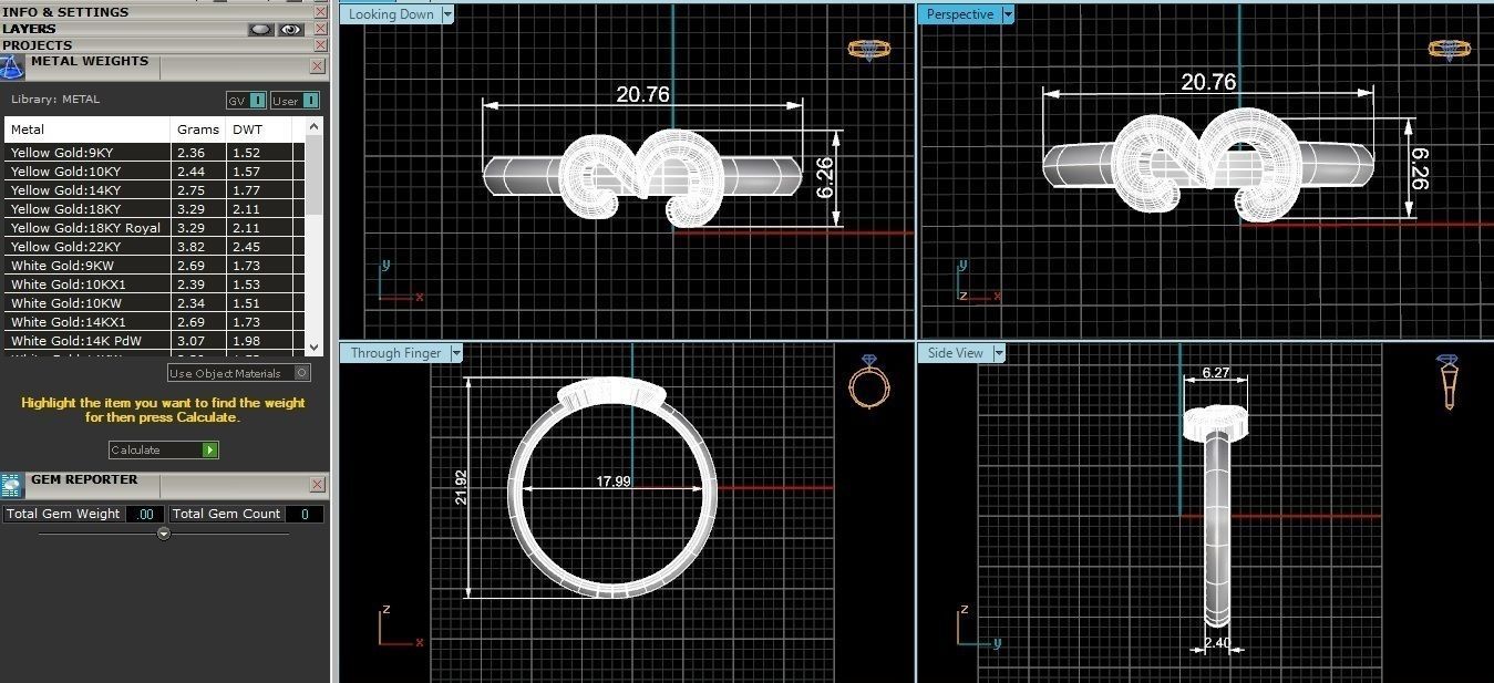 Plain Gold Number Three 3 Ring 3dm stl renders details 3D print model_5