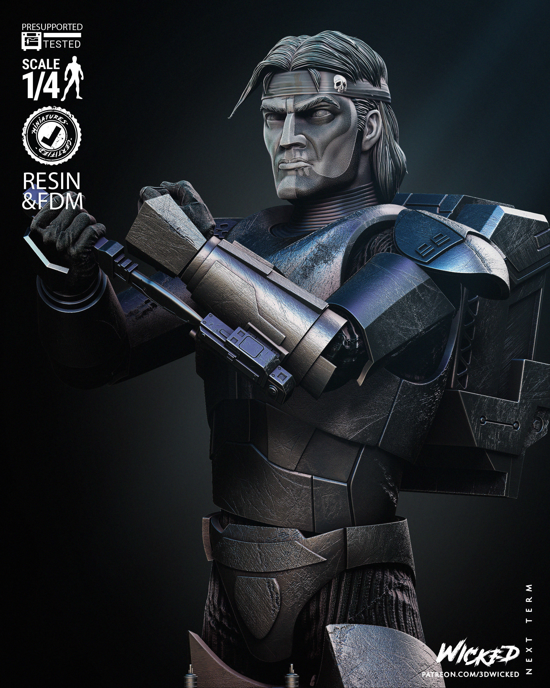 STAR WARS Hunter Bust Tested for 3D Printing 3D print model_45