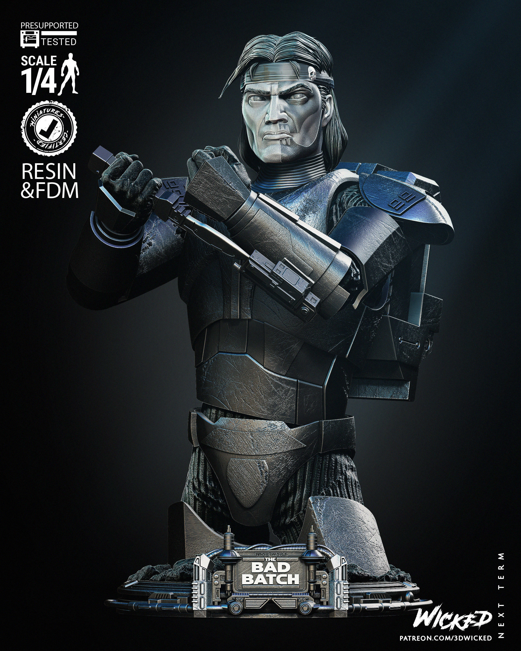 STAR WARS Hunter Bust Tested for 3D Printing 3D print model_35