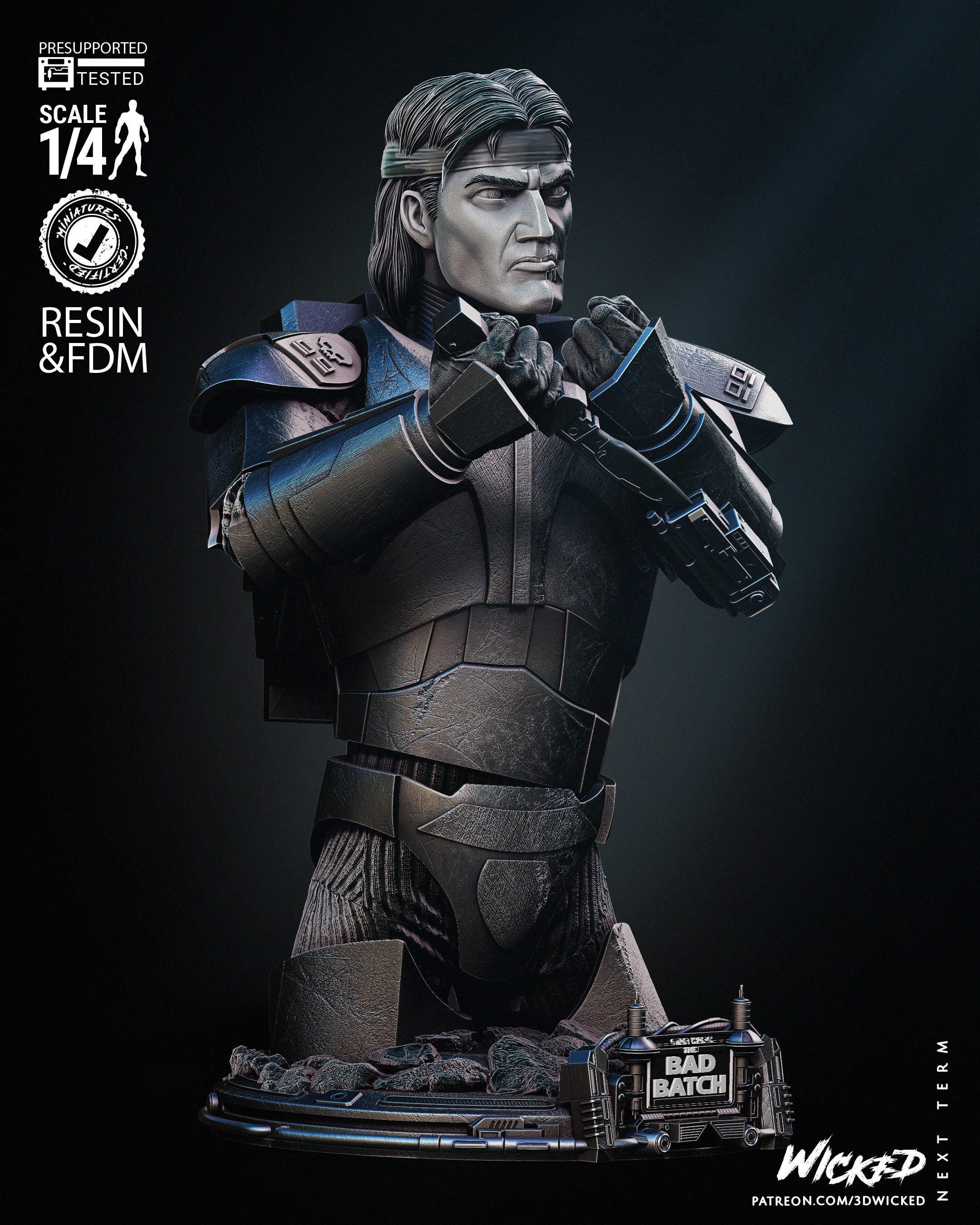 STAR WARS Hunter Bust Tested for 3D Printing 3D print model_48