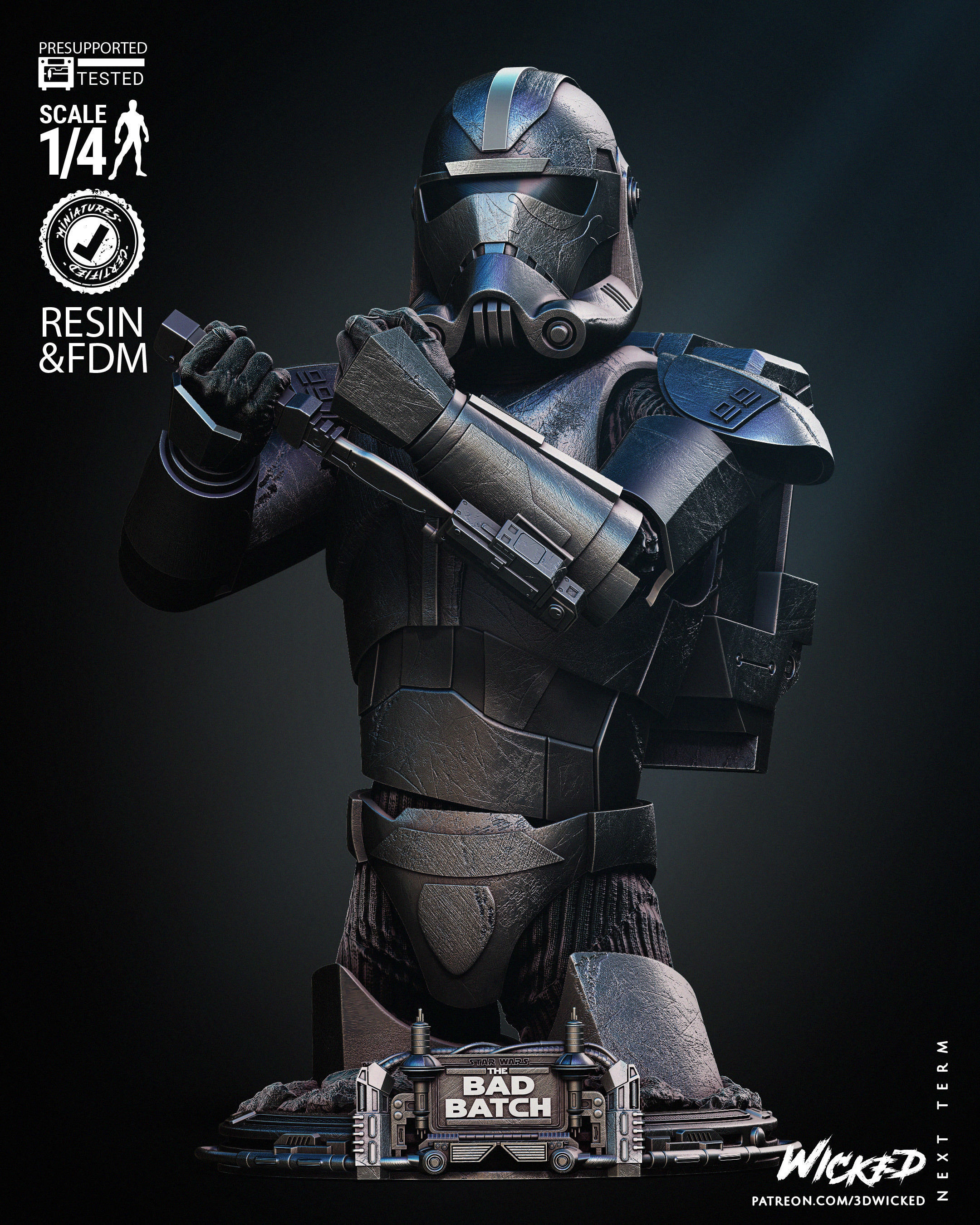 STAR WARS Hunter Bust Tested for 3D Printing 3D print model_33