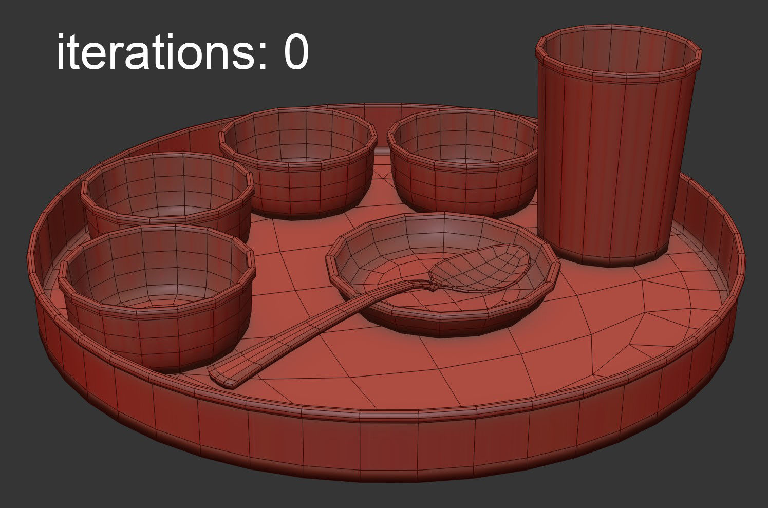 Copper Hammered Traditional Tableware Set 3D model_3