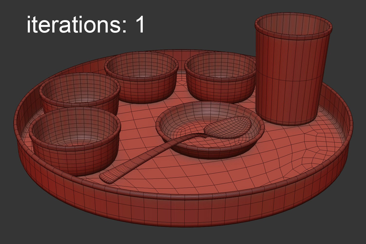 Copper Hammered Traditional Tableware Set 3D model_4