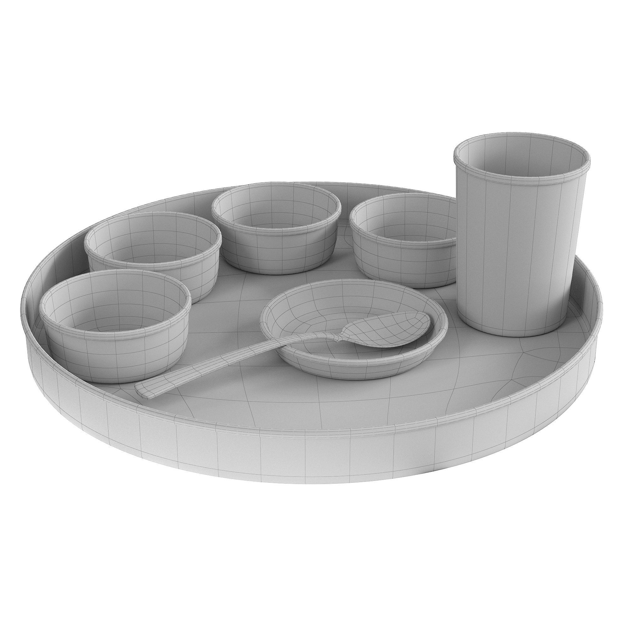 Copper Hammered Traditional Tableware Set 3D model_2