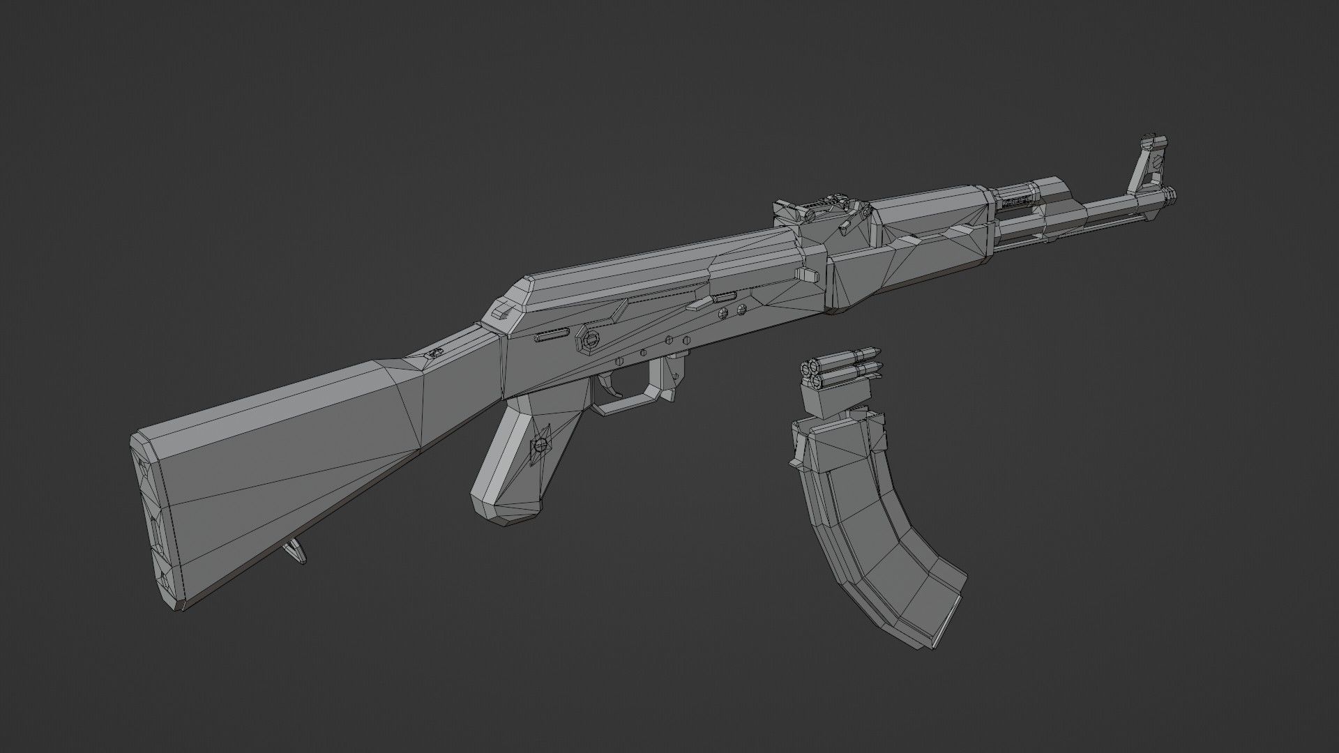 AK-47 type 1 Low-poly Low-poly 3D model_11