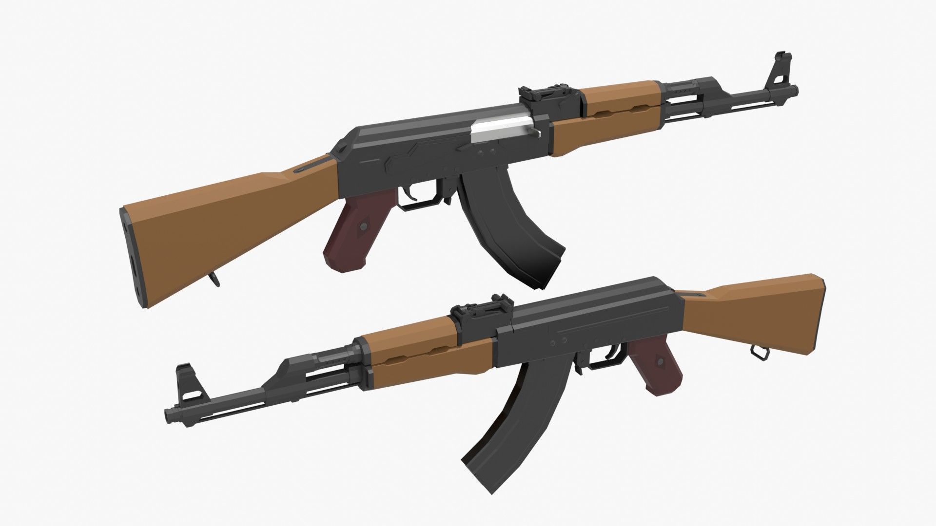 AK-47 type 1 Low-poly Low-poly 3D model_1