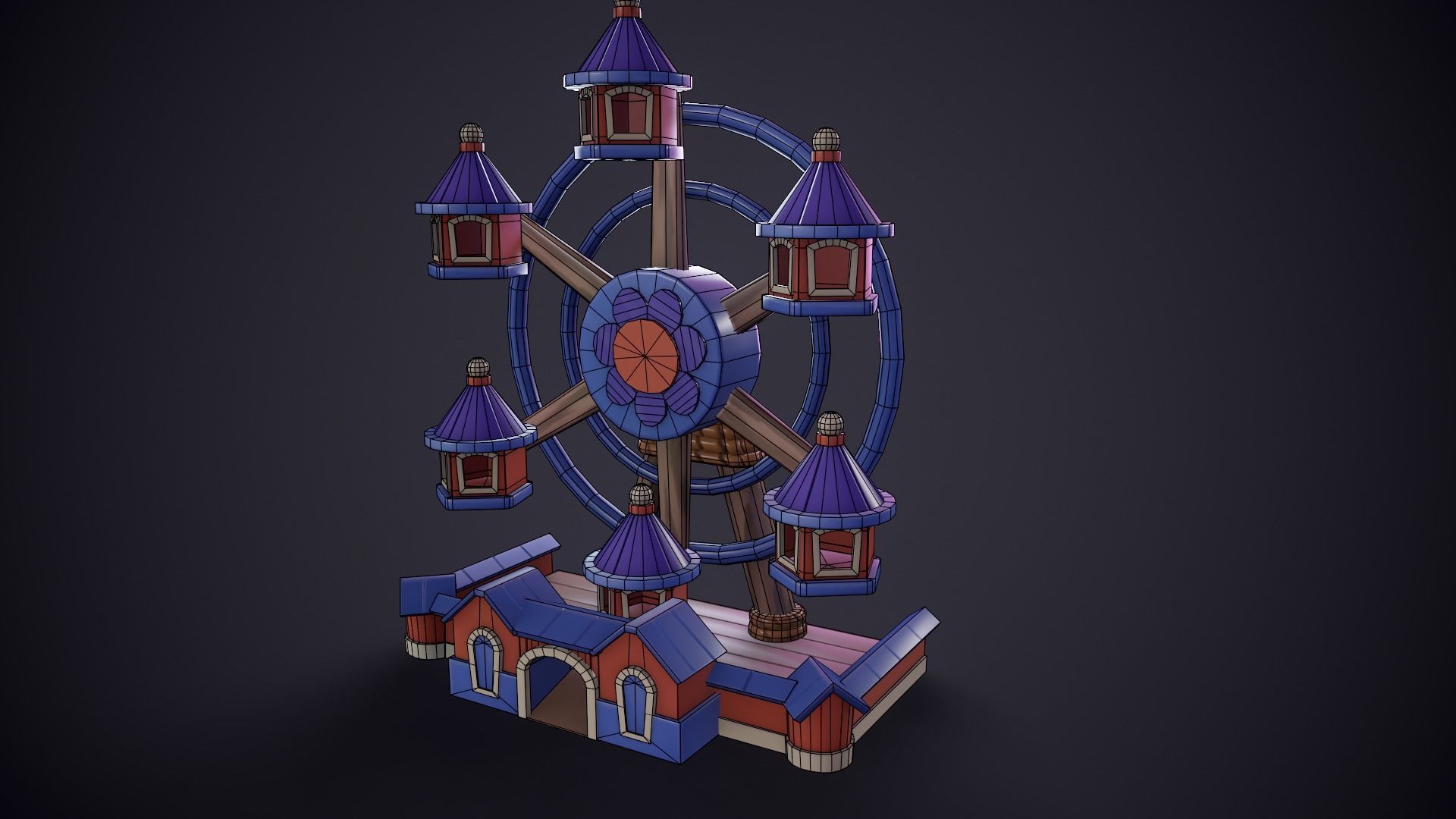 Ferris Wheel Low-poly 3D model_5