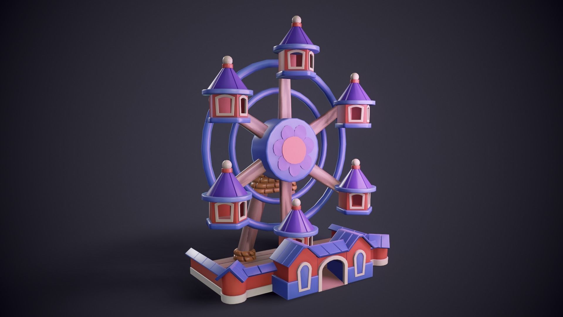Ferris Wheel Low-poly 3D model_2