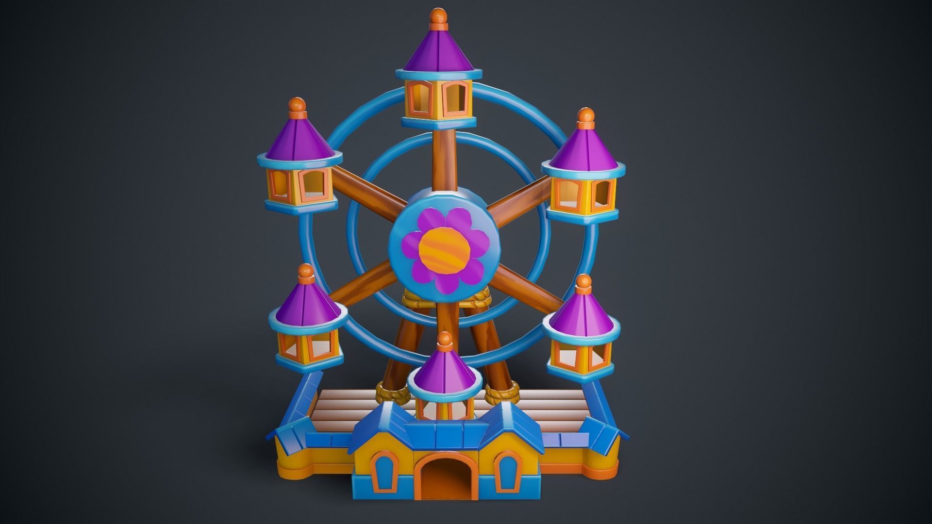 Ferris Wheel Low-poly 3D model_13