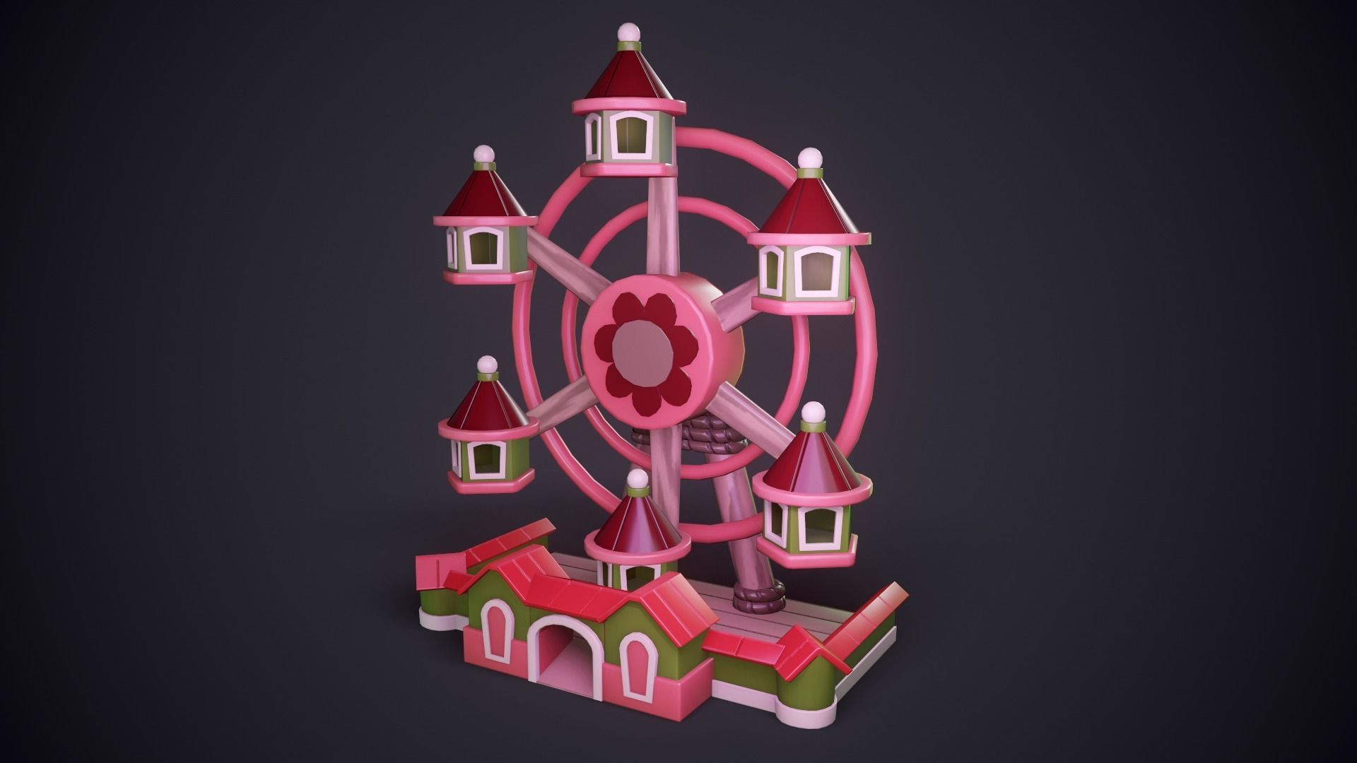 Ferris Wheel Low-poly 3D model_1