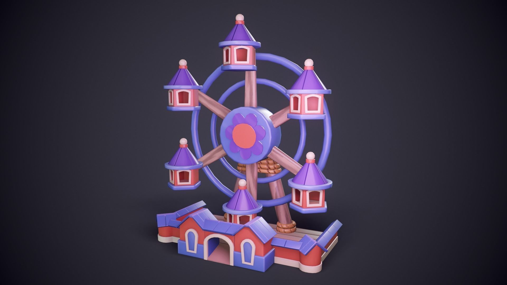 Ferris Wheel Low-poly 3D model_14