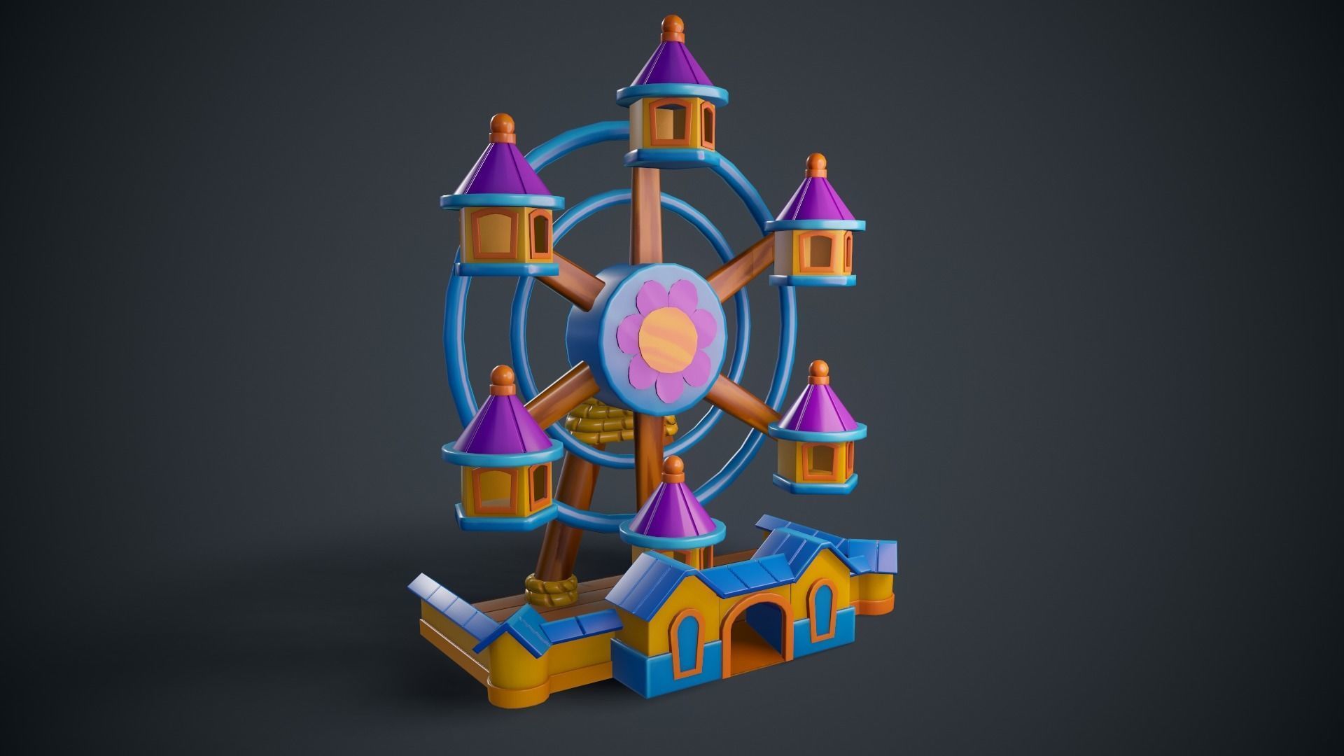 Ferris Wheel Low-poly 3D model_11