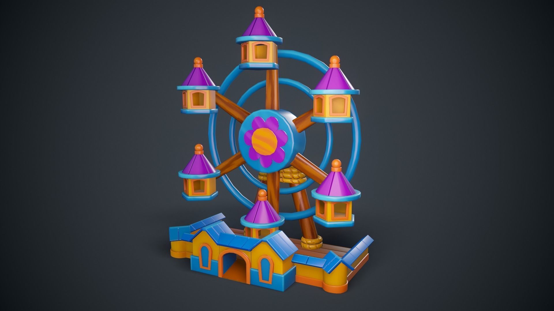 Ferris Wheel Low-poly 3D model_10