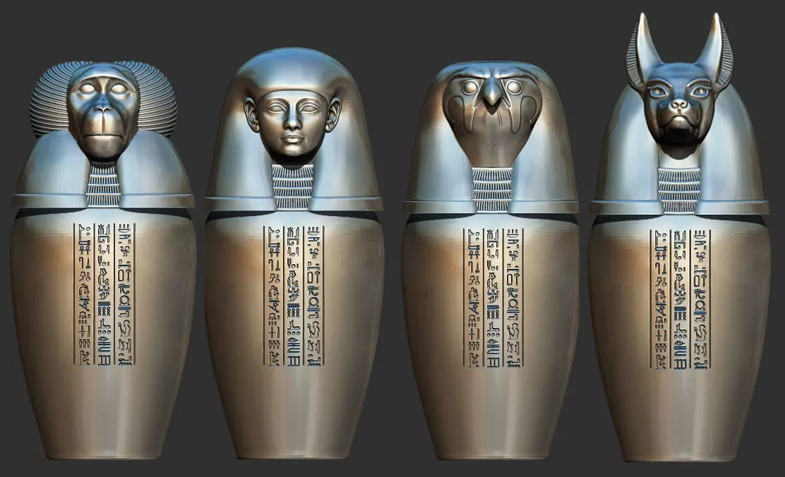 Ancient Egyptian Canopic Jars stl 3D Printable model 3D print model_0