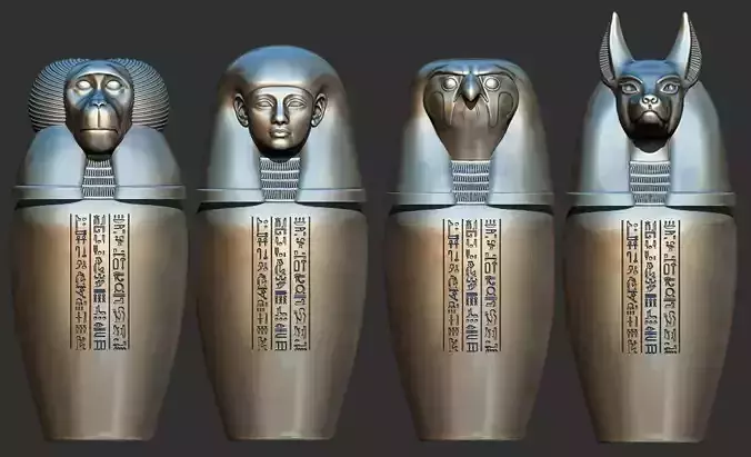 Ancient Egyptian Canopic Jars stl 3D Printable model 3D print model Ancient Egyptian Canopic Jars stl 3D Printable model 3D print model