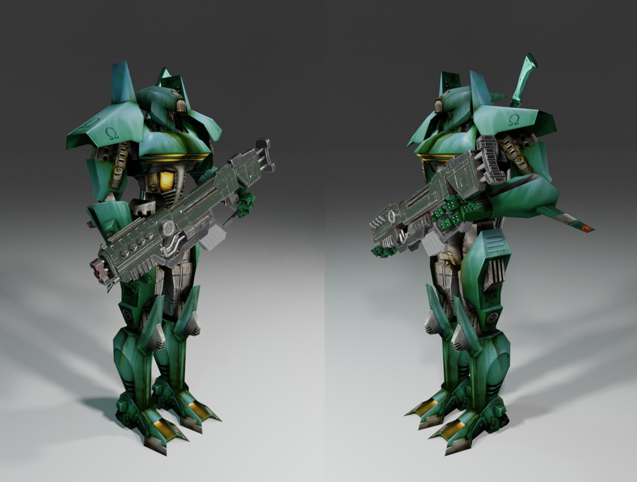 Low poly game-ready Unreal tenement game Rigged Egypt Robot Low-poly 3D model_3