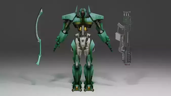 Low poly game-ready Unreal tenement game Rigged Egypt Robot Low-poly 3D model