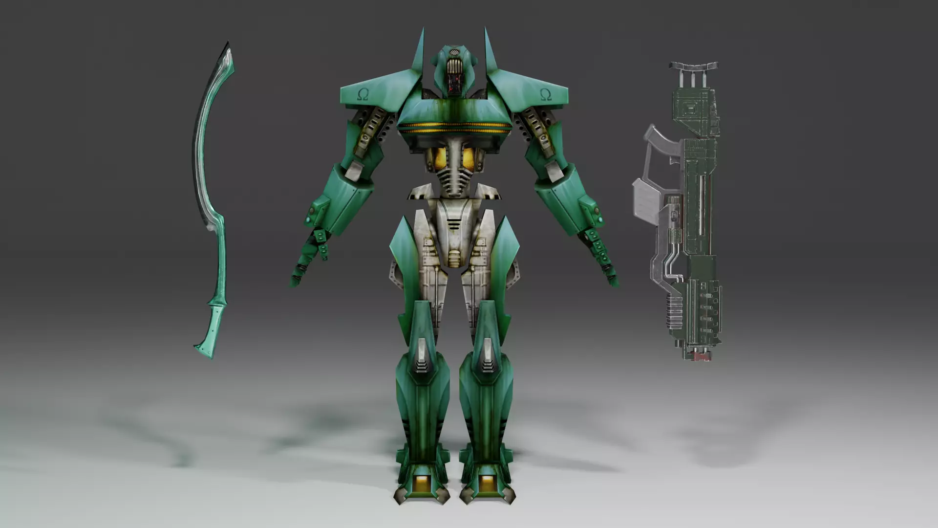 Low poly game-ready Unreal tenement game Rigged Egypt Robot Low-poly 3D model_0