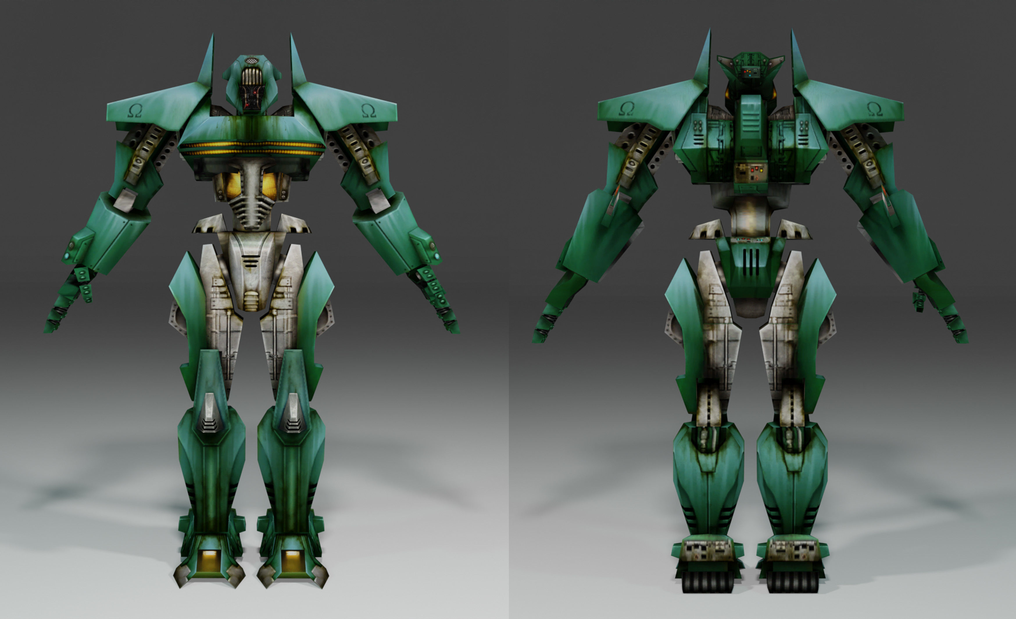 Low poly game-ready Unreal tenement game Rigged Egypt Robot Low-poly 3D model_1