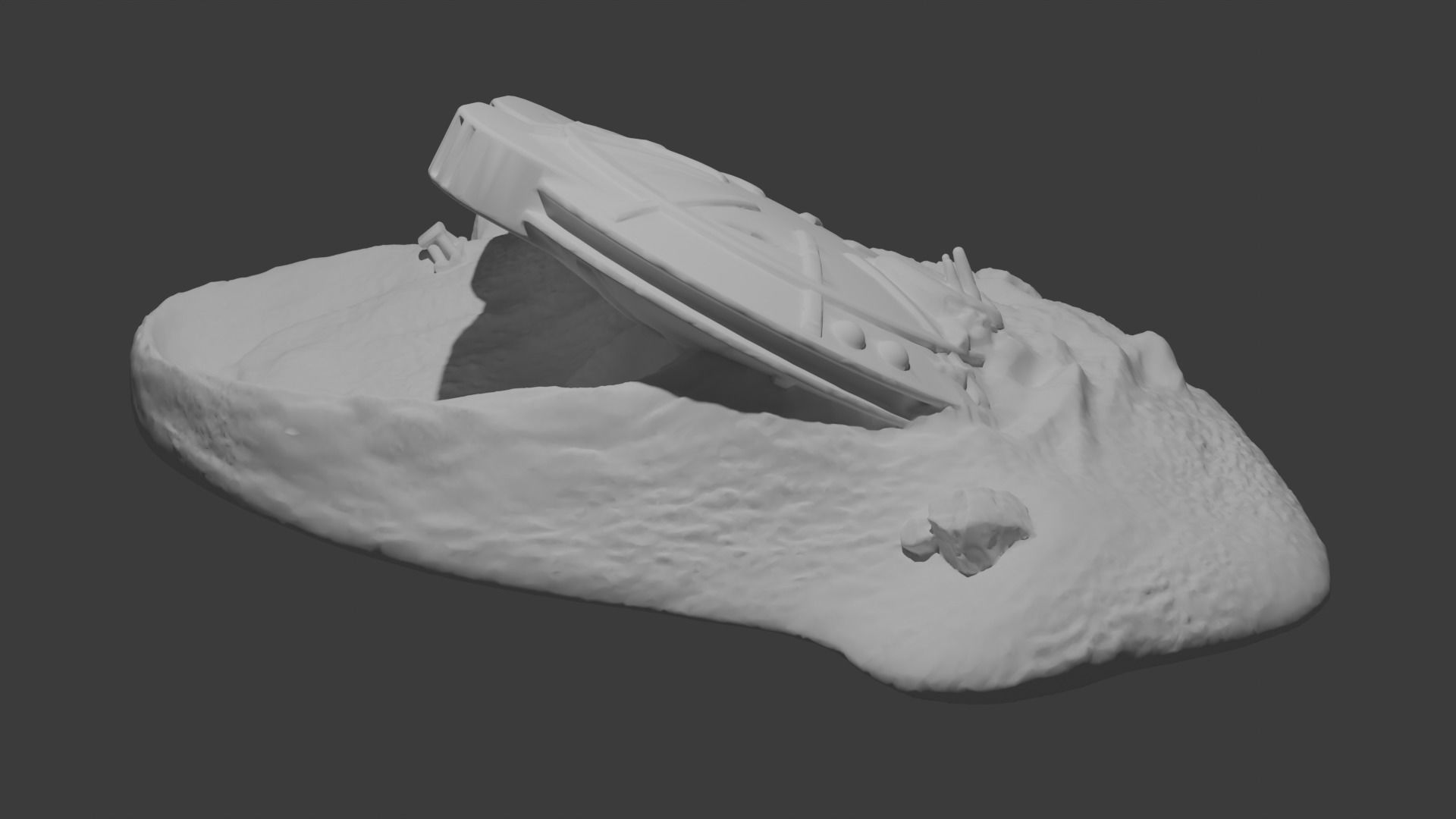 Crashed UFO Decor 3D print model_1