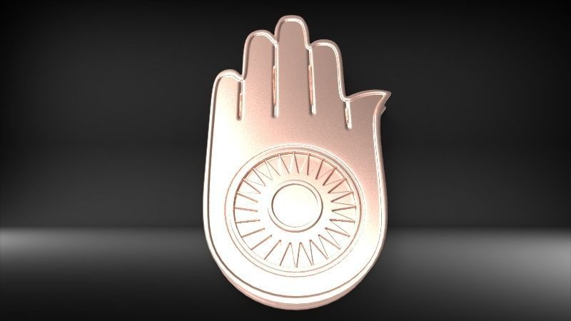 Jainism Ahimsa Necklace  Pendant Jewelry Jain Hand Symbol Hindu 3D print model_10