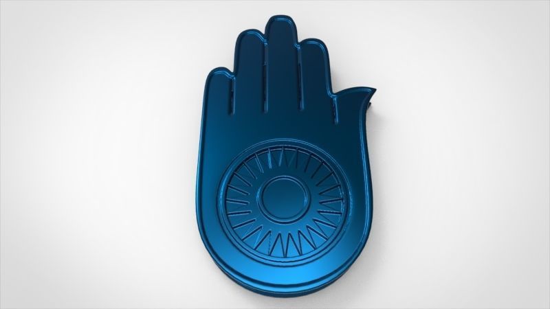 Jainism Ahimsa Necklace  Pendant Jewelry Jain Hand Symbol Hindu 3D print model_15