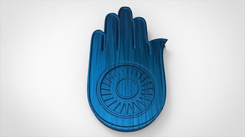 Jainism Ahimsa Necklace  Pendant Jewelry Jain Hand Symbol Hindu 3D print model_16