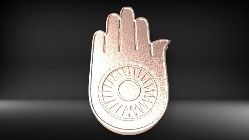 Jainism Ahimsa Necklace  Pendant Jewelry Jain Hand Symbol Hindu 3D print model_9