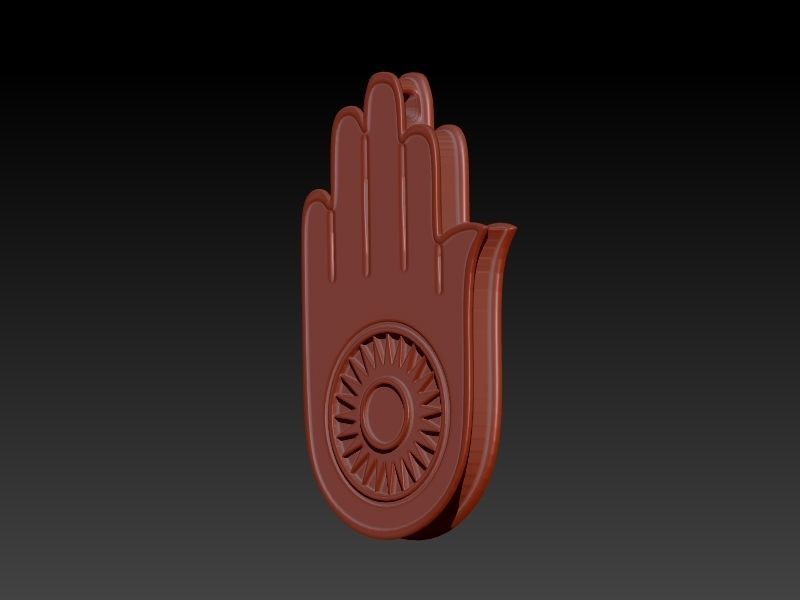 Jainism Ahimsa Necklace  Pendant Jewelry Jain Hand Symbol Hindu 3D print model_3