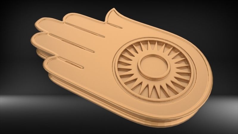 Jainism Ahimsa Necklace  Pendant Jewelry Jain Hand Symbol Hindu 3D print model_36