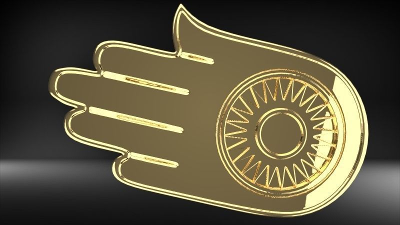 Jainism Ahimsa Necklace  Pendant Jewelry Jain Hand Symbol Hindu 3D print model_33