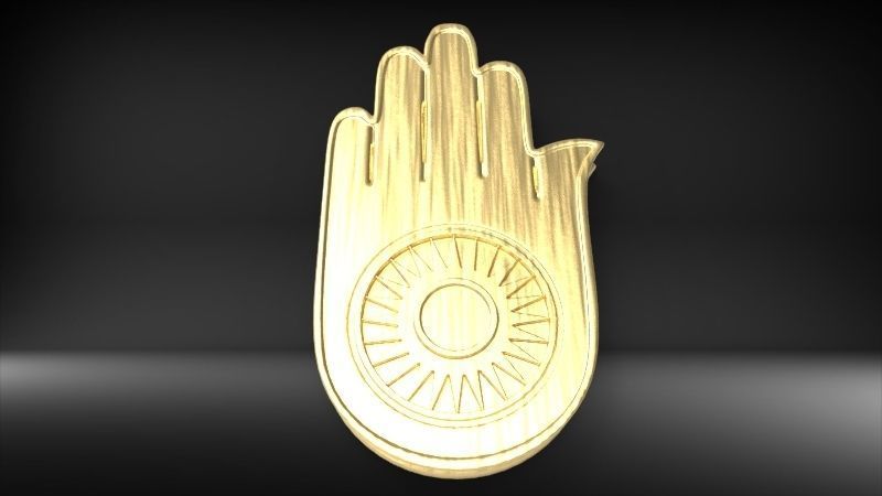 Jainism Ahimsa Necklace  Pendant Jewelry Jain Hand Symbol Hindu 3D print model_8