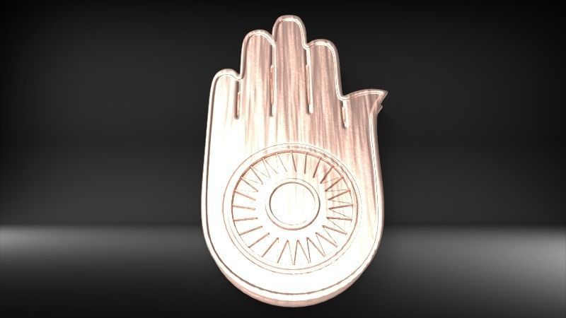 Jainism Ahimsa Necklace  Pendant Jewelry Jain Hand Symbol Hindu 3D print model_12