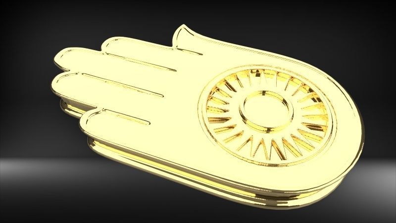 Jainism Ahimsa Necklace  Pendant Jewelry Jain Hand Symbol Hindu 3D print model_30