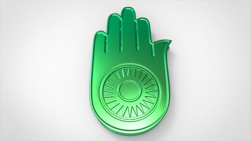 Jainism Ahimsa Necklace  Pendant Jewelry Jain Hand Symbol Hindu 3D print model_14
