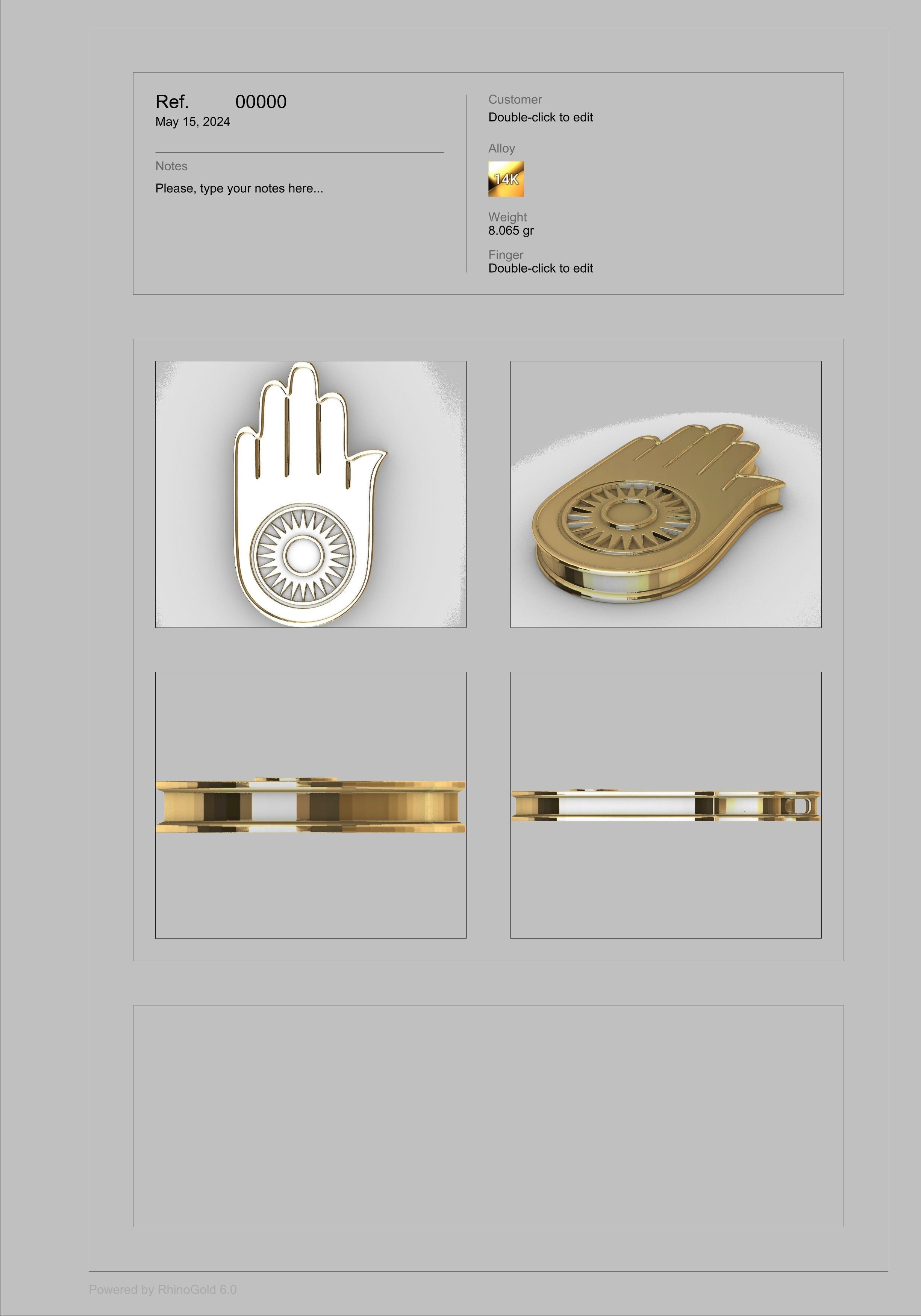 Jainism Ahimsa Necklace  Pendant Jewelry Jain Hand Symbol Hindu 3D print model_41