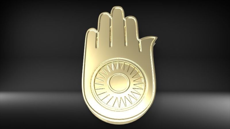 Jainism Ahimsa Necklace  Pendant Jewelry Jain Hand Symbol Hindu 3D print model_13