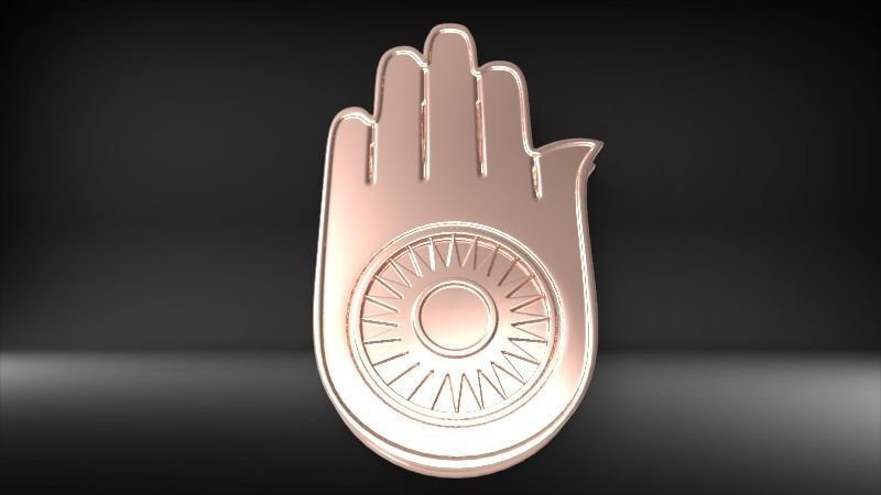 Jainism Ahimsa Necklace  Pendant Jewelry Jain Hand Symbol Hindu 3D print model_11