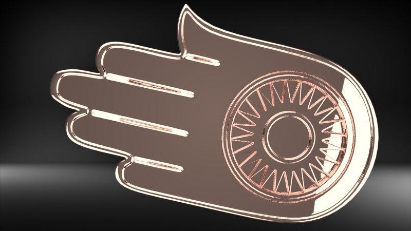 Jainism Ahimsa Necklace  Pendant Jewelry Jain Hand Symbol Hindu 3D print model_31