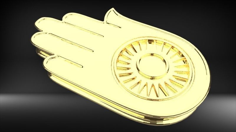Jainism Ahimsa Necklace  Pendant Jewelry Jain Hand Symbol Hindu 3D print model_37