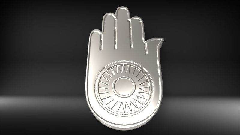 Jainism Ahimsa Necklace  Pendant Jewelry Jain Hand Symbol Hindu 3D print model_4