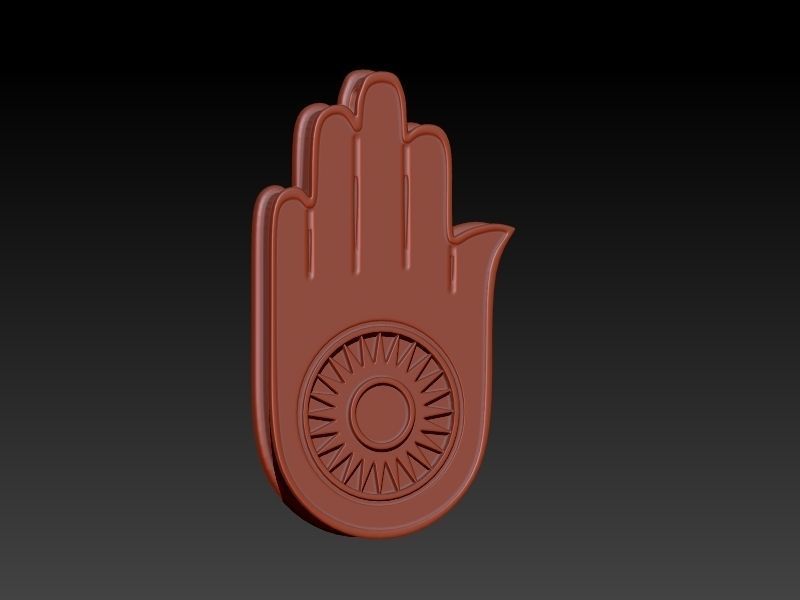 Jainism Ahimsa Necklace  Pendant Jewelry Jain Hand Symbol Hindu 3D print model_2