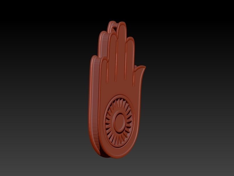 Jainism Ahimsa Necklace  Pendant Jewelry Jain Hand Symbol Hindu 3D print model_1