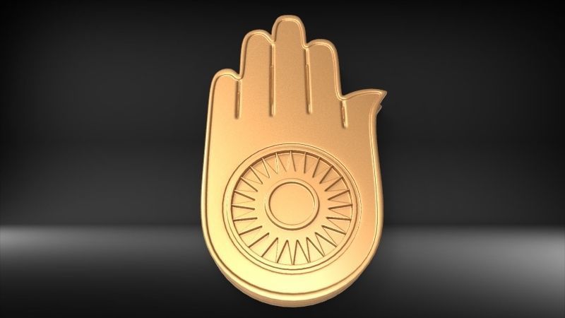 Jainism Ahimsa Necklace  Pendant Jewelry Jain Hand Symbol Hindu 3D print model_5