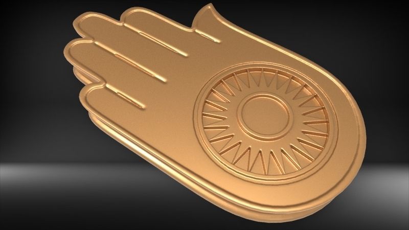 Jainism Ahimsa Necklace  Pendant Jewelry Jain Hand Symbol Hindu 3D print model_27