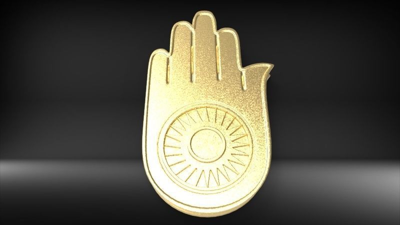 Jainism Ahimsa Necklace  Pendant Jewelry Jain Hand Symbol Hindu 3D print model_6