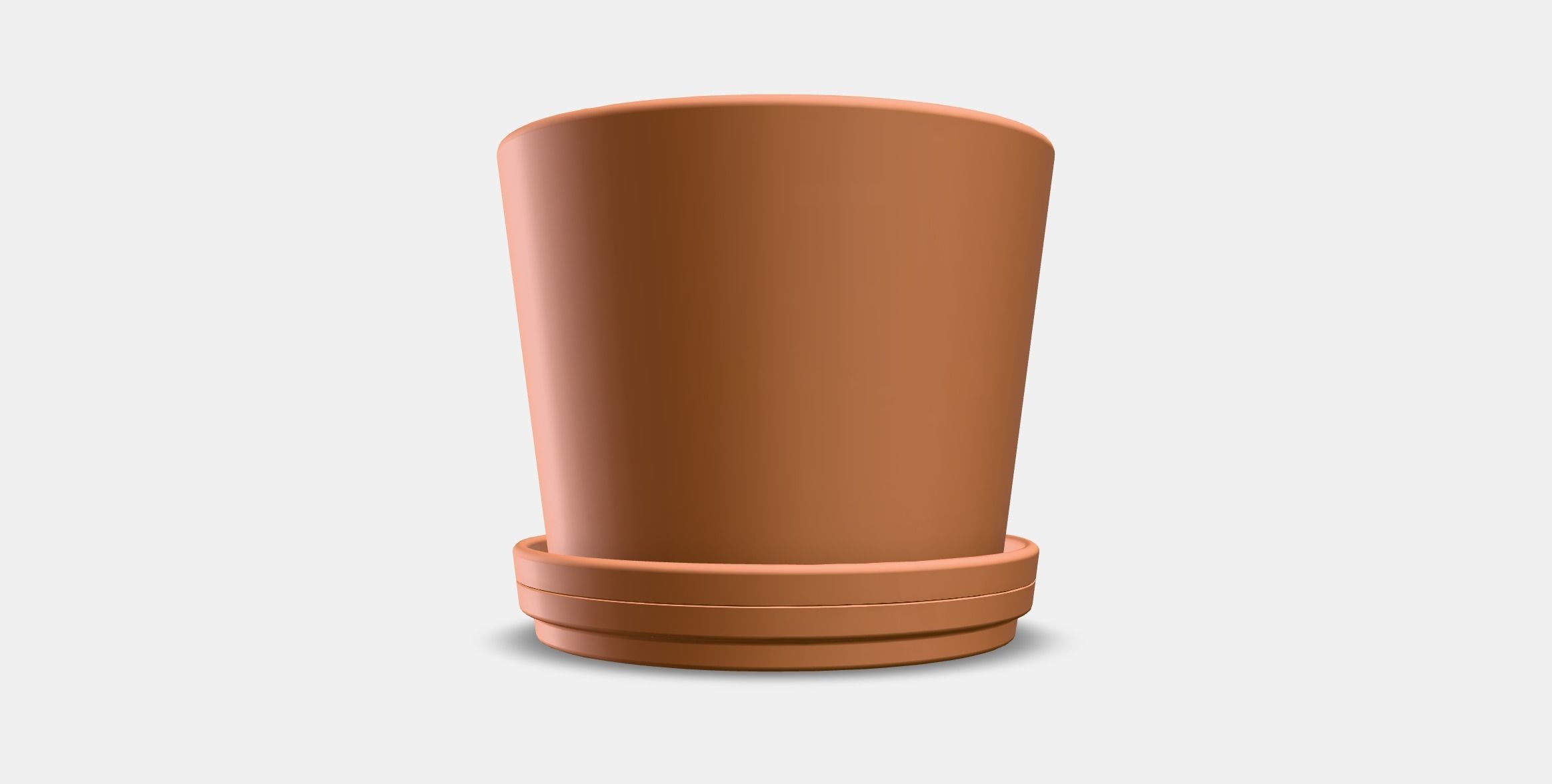 BRUNBAR flower pot with saucer 1 Low-poly 3D model_4