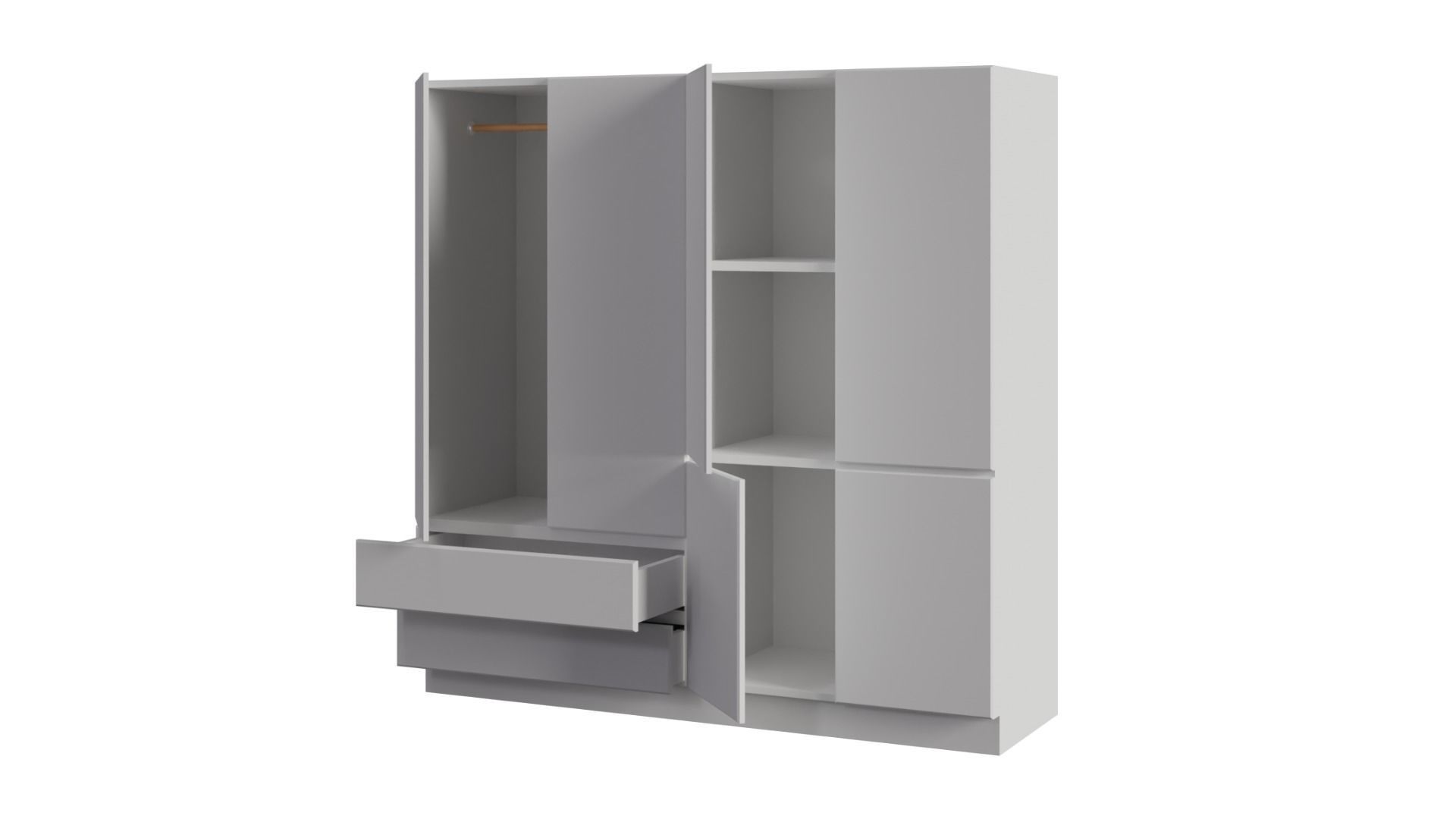 Modern White Wardrobe 3D model_1