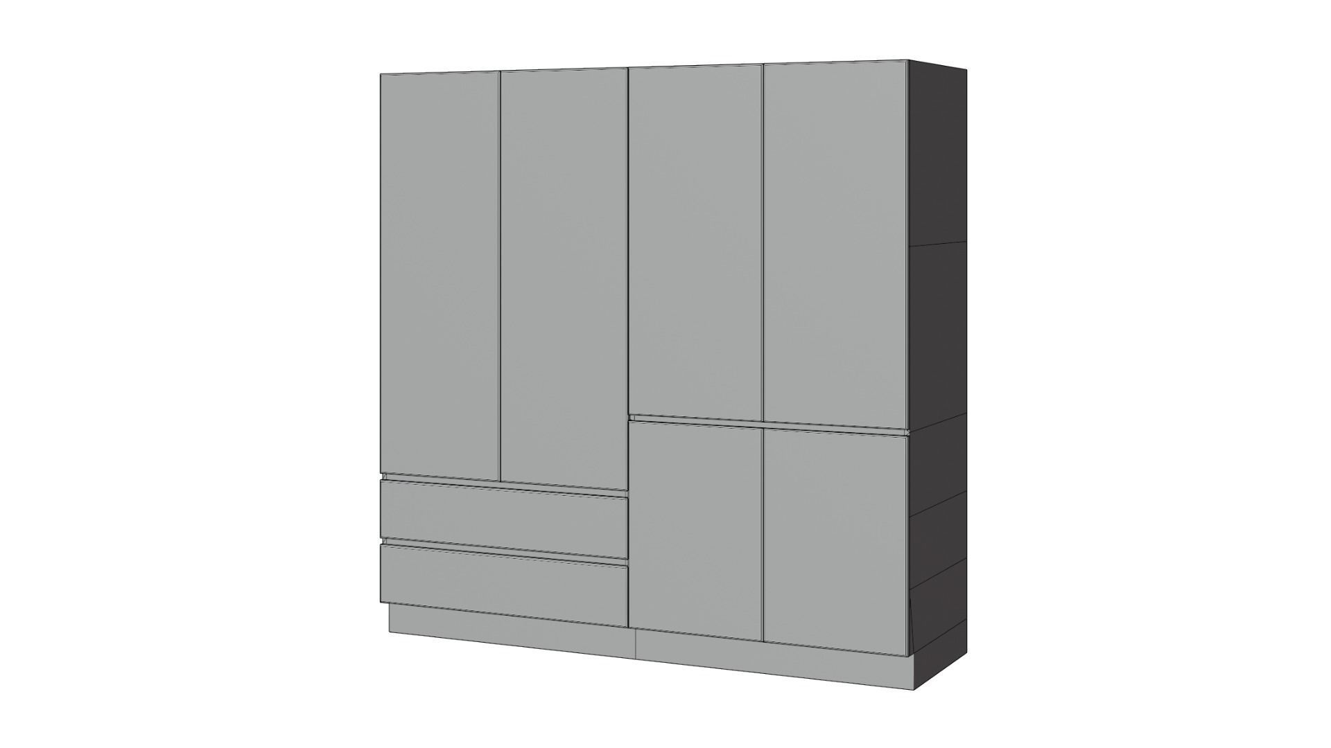 Modern White Wardrobe 3D model_4